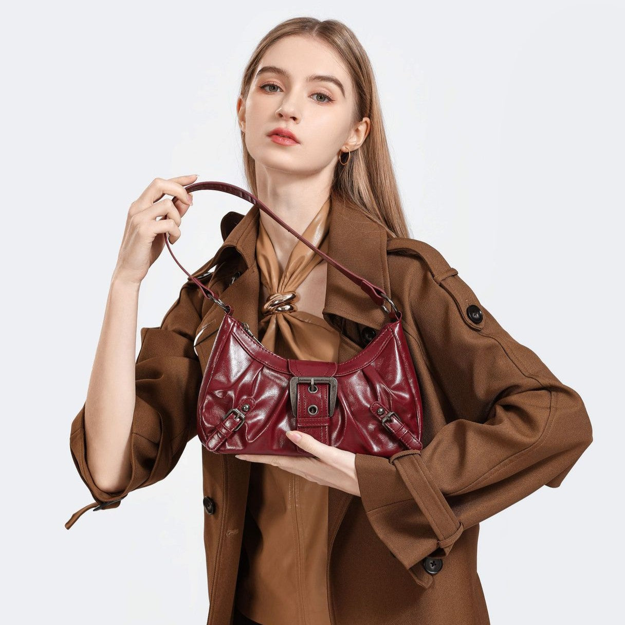 Women's Terra Siren Hobo - Dual-Tone Distressed Leather Underarm Bag | Salvaged Elegance